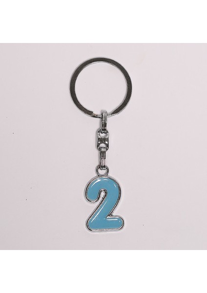 Açık Mavi 2 Rakamlı Çelik Anahtarlık