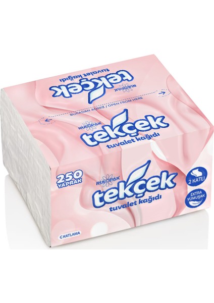 Tekçek Tuvalet Kağıdı 2 Katlı 250 Yaprak 24'Lü Paket