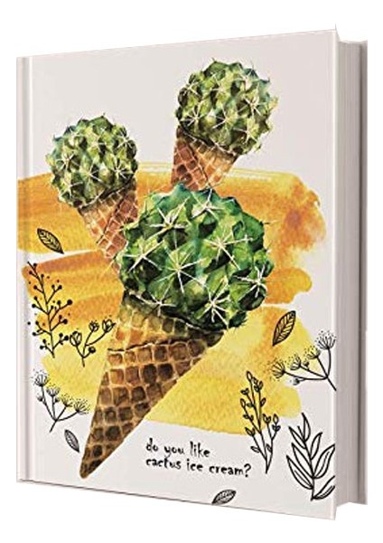 Cactus Ice Cream Sert Kapak Not Defter Çizgili