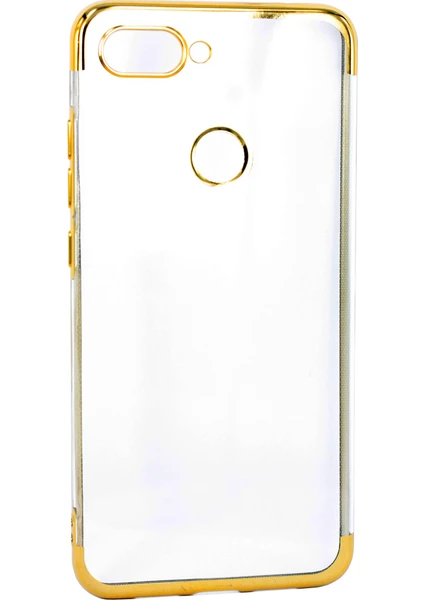 Case 4U Xiaomi Mi 8 Lite Kılıf 4 Köşeli Renkli Lazer Silikon Arka Kapak Glitter Altın