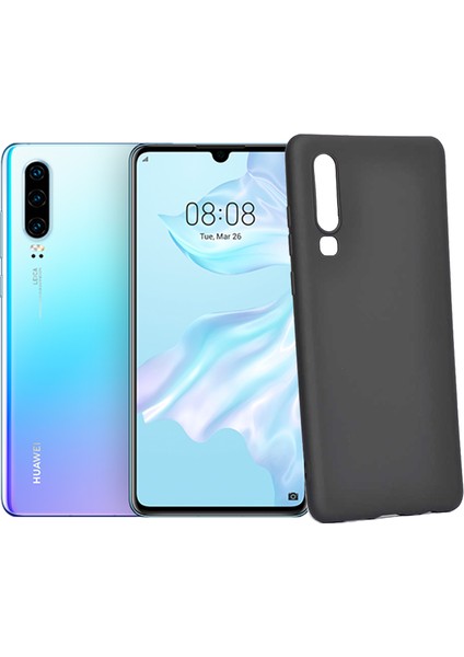 Huawei P30 Kılıf Klasik Mat Renkli Yumuşak Premier Silikon Siyah