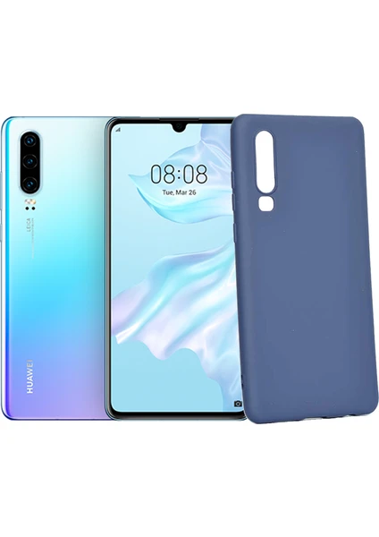 Case 4U Huawei P30 Kılıf Klasik Mat Renkli Yumuşak Premier Silikon Lacivert