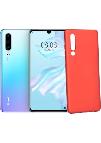 Case 4U Huawei P30 Kılıf Klasik Mat Renkli Yumuşak Premier Silikon Kırmızı