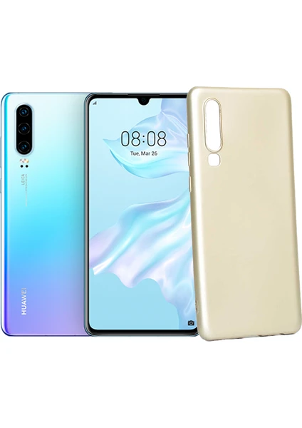 Case 4U Huawei P30 Kılıf Klasik Mat Renkli Yumuşak Premier Silikon Altın