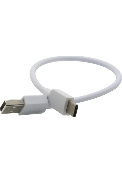 Type C USB Powerbank Kısa Şarj Kablosu Beyaz