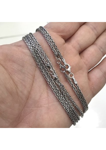 İdeal Uzunluk 65 Cm Tilki Kuyruğu 3 Mm Gümüş Erkek Zinciri Kolye fırsatları