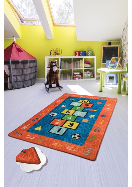Seksek Kırmızı 140X190 Cm Çocuk Ve Bebek Halısı Djt