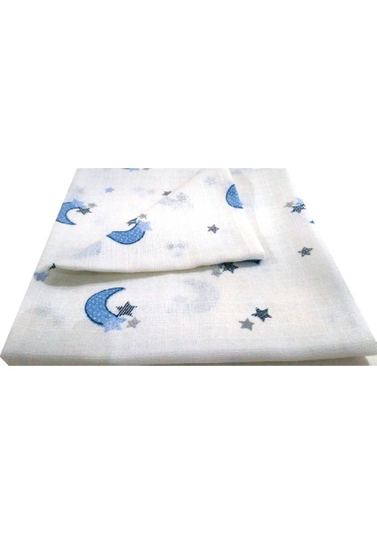 Mavi Ay Yıldızlı Müslin Bebe