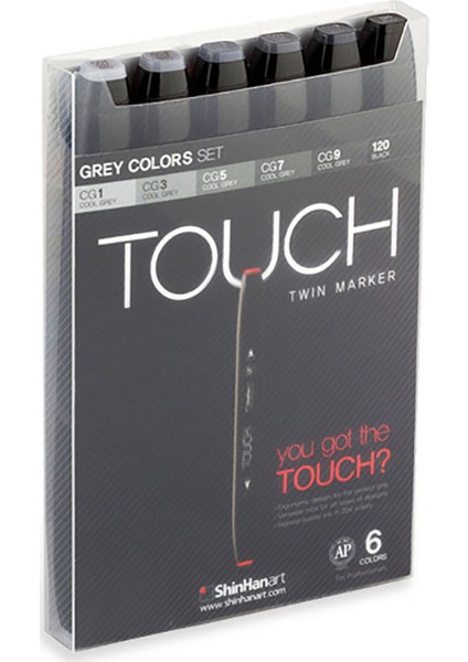 Touch Twın Marker 6Lı Set Gri Tonları