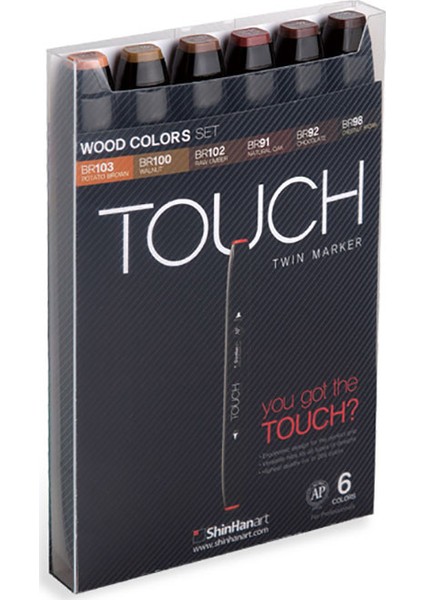 Touch Twın Marker 6Lı Set Ahşap Renkleri