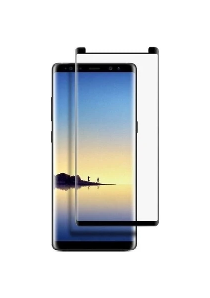 Samsung Galaxy Note 8 5D Full Nano Ekran Koruyucu Cam Siyah + Şeffaf Silikon Kılıf