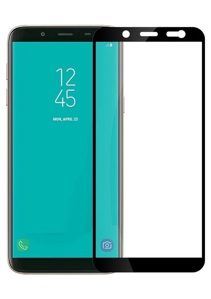 Samsung Galaxy J8 5D Full Nano Ekran Koruyucu Cam + Siyah Silikon Kılıf