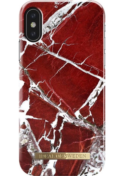 iPhone X Scarlet Red Marble Arka Kapak