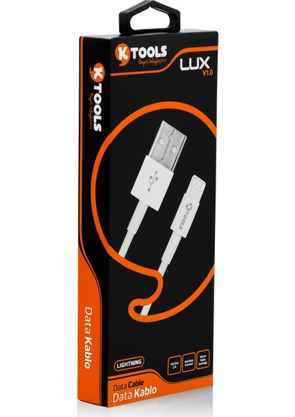 Lüx 2A 1 Metre Beyaz İphone Ightning Data Kablo