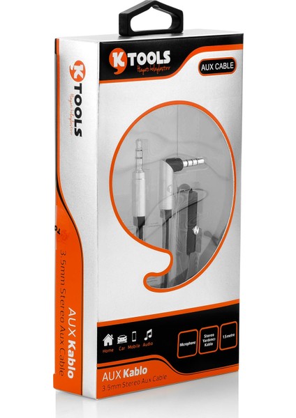 Ktools Aux Kablo Mikrofonlu Stereo 3.5 mm Jack 1.5 mt