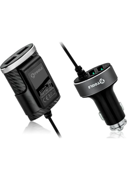 2 + 2 Multi 4 Adet USB Siyah Araç Şarjı 5.1A