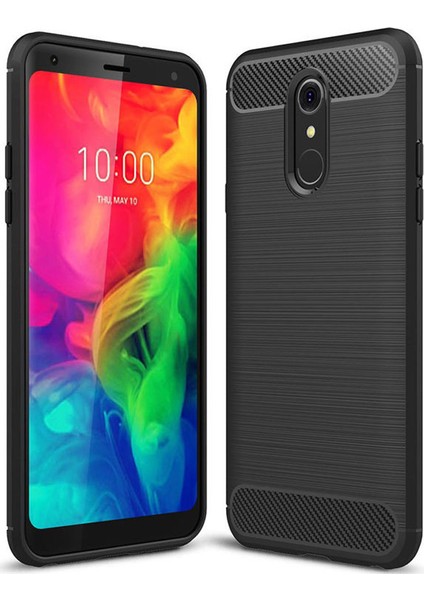 LG Q7 Prime - LG Q7 Bts Edition Brushed Carbon Fiber Silikon Kılıf