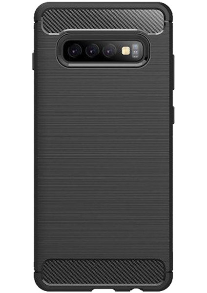 Samsung Galaxy S10 Plus Brushed Carbon Fiber Silikon Kılıf