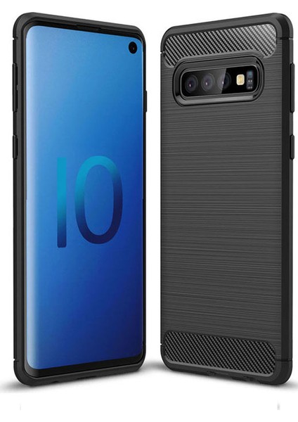 Samsung Galaxy S10 Brushed Carbon Fiber Silikon Kılıf