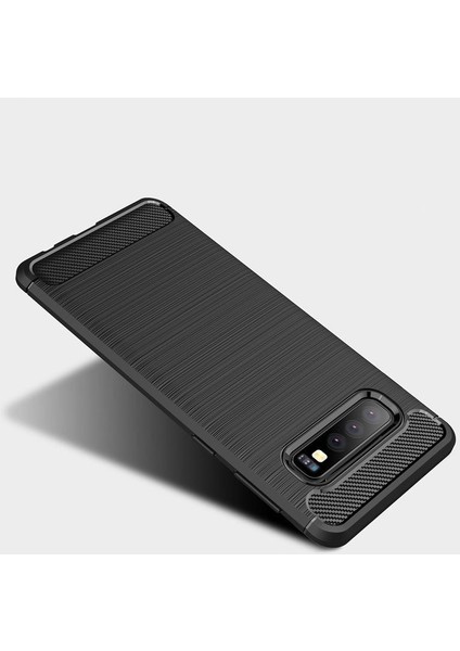 Samsung Galaxy S10 Brushed Carbon Fiber Silikon Kılıf