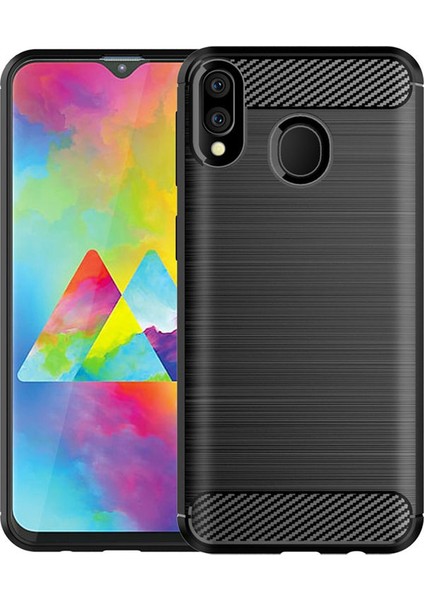 Samsung Galaxy M20 Brushed Carbon Fiber Silikon Kılıf