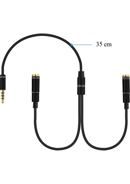 3.5 mm Çift Çıkışlı Kulaklık Çoğaltıcı Kablo - 35 cm Siyah - Model No : AL2312