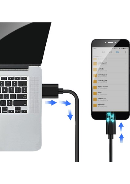 Micro USB Şarj ve Data Kablosu - 2 mt Siyah