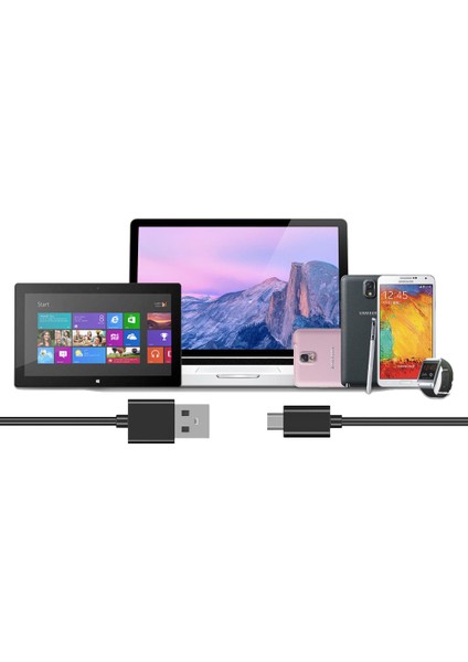 Micro USB Şarj ve Data Kablosu - 2 mt Siyah
