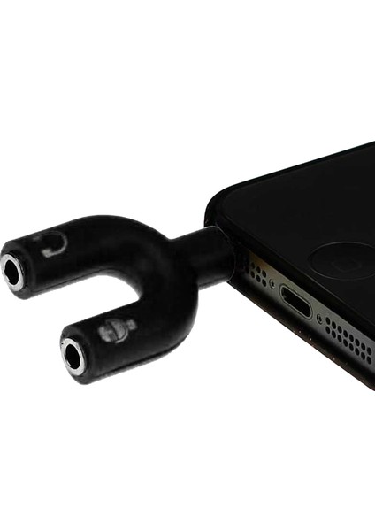 Cep Telefonu Tablet Notebook Için 3.5 mm Çift Çıkış Kulaklık ve Mikrofon Adaptörü - Model : AL2311