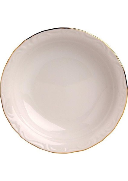 Porselen 12'Li Altın Yaldız 17 Cm Çukur Tabak