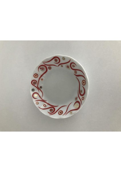 Porselen 6'Lı 127912 Kırmızı Yakamoz Çay Tabağı