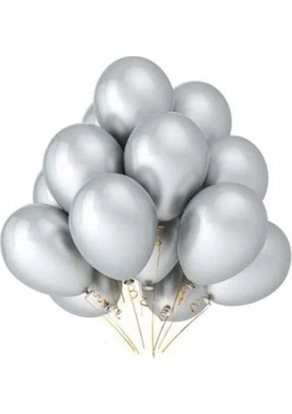 Atom Balon Atom 12 İnç Metalik Silver Gümüş Balon - 100 Adet