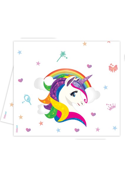 Balon Evi Unicorn Doğum Günü Temalı Plastik Masa Örtüsü 120 x 180 cm