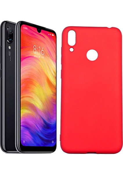 Xiaomi Redmi Note 7 Kılıf Klasik Mat Renkli Yumuşak Premier Silikon Kırmızı