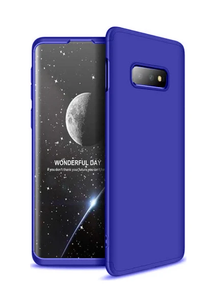 Case 4U Samsung Galaxy S10e Kılıf 3 Parçalı Tam Koruma Sert Mika Ays Kapak Lacivert