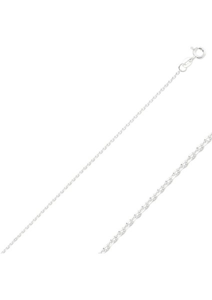 925 Gümüş 40 Mikron Tıraşlı Forse Zincir Kolye - 60cm