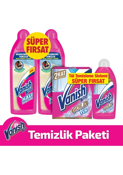 Kosla Tül Toz 450 gr + Vanish Kosla Tül Parlatıcı 450 ml + Vanish Halı Şampuanı Makine 2'li