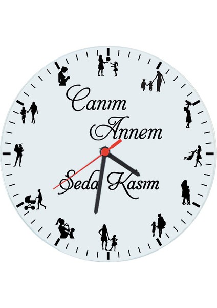 Anneler Günü Hediyesi Canım Annem İsimli Cam Duvar Saati