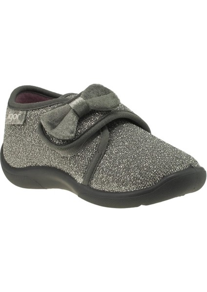 İgor Parlak Simli Gri/Siyah Çocuk Panduf Snoopy Shiny Ribbon W20115 Grey/Black