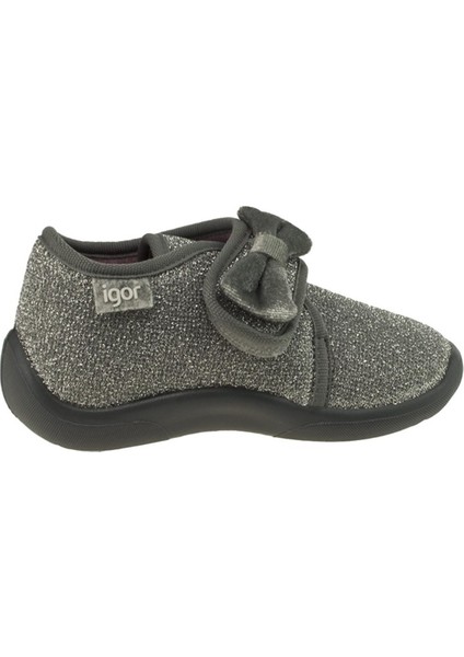 İgor Parlak Simli Gri/Siyah Çocuk Panduf Snoopy Shiny Ribbon W20115 Grey/Black