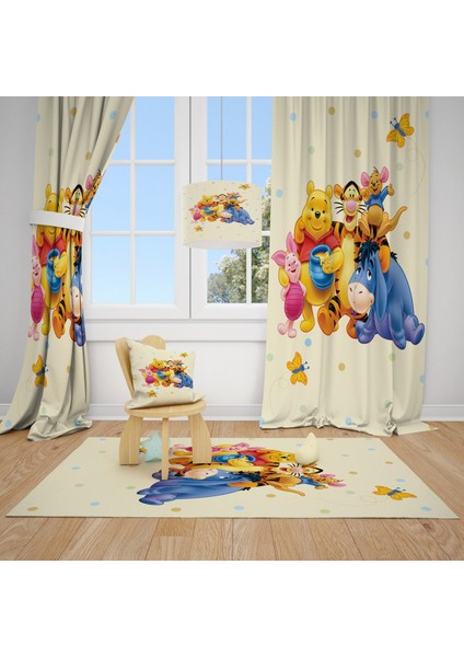 Cici Odam Winni Pooh Çocuk Bebek Odası Fon Perde 2 Kanat 70x270
