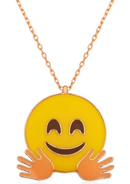 ​Gümüş El Sallayan Emoji Bayan Kolye