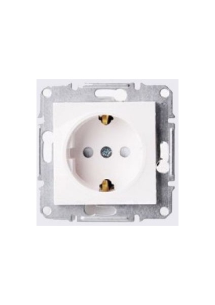 Asfora Beyaz Çocuk Korumalı Çerçevesiz Topraklı Priz