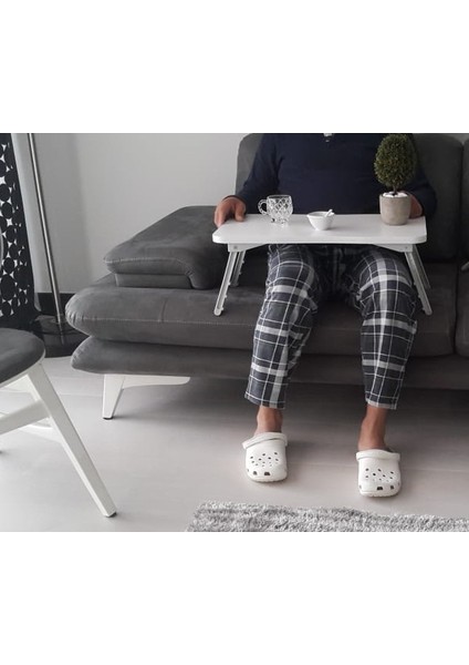 Yemek Servis Sehpası Katlanır Ayaklı Laptop Notebook Ders Çalışma Masası Beyaz indirimleri