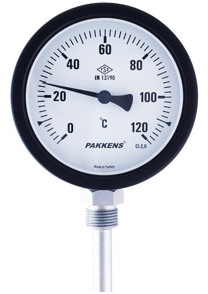Termometre 0-120 °C Çap 100 mm Daldırma Boyu 30 cm Alttan Bağlantılı G 1/2 inç