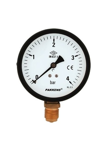 0-1.6 Bar 100 mm Alttan Bağlantılı Kuru Manometre G 1/2 inç