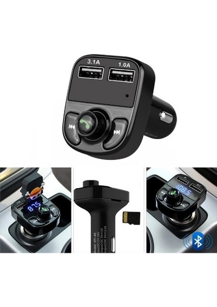 Car X8 2.0A Bluetooth Fm Transmitter Telefon Görüşme Destekli