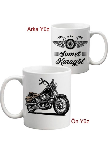Motorcu Tasarım İsim Baskılı Kupa Bardak