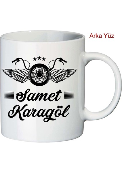Motorcu Tasarım İsim Baskılı Kupa Bardak