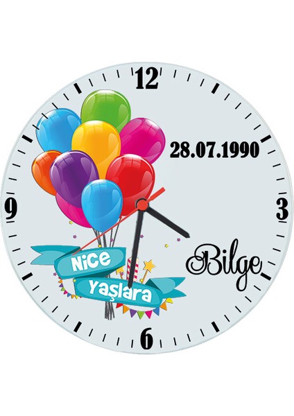 Doğum Günü Hediyesi Isim ve Tarihli Cam Duvar Saati